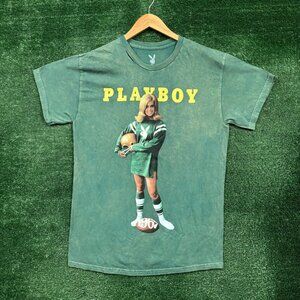 Playboy green Mineral Wash T-Shirt Size Medium
